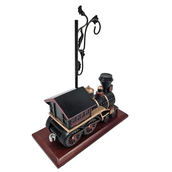 Collections Etc Vintage Desktop Train Figurine Decor Lamp Post Design Wood Base - Picture 3 of 11